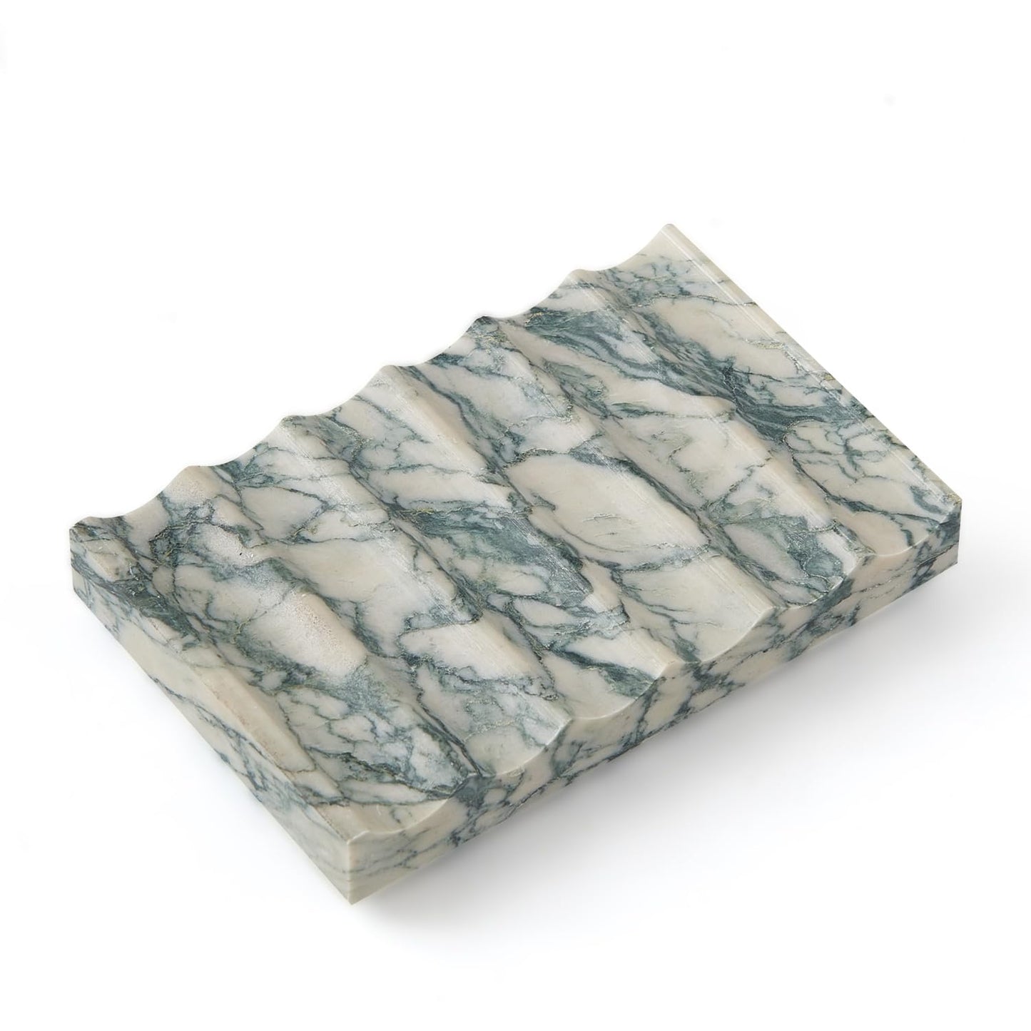 Real Luxurious Natural Marble Soap Dish for Shower,soap Dish for Bathroom,Non-Ceramic/Non-Resin Stone soap Tray（Cyan Green）