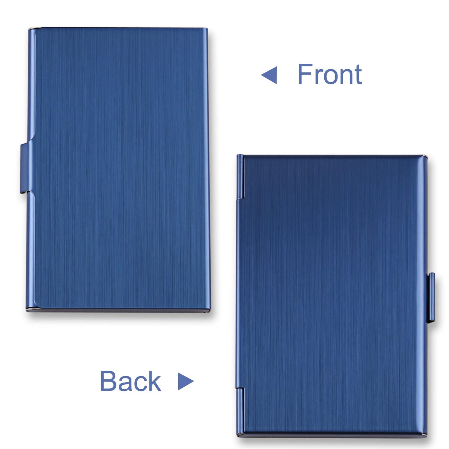DMFLY Business Card Holder, Slim Business Card Case for Men & Women, Pocket Metal Card Case, Professional Stainless Steel Business Card Holders, Buckle Style Shut, 1PCS Rose Gold and 1PCS Blue