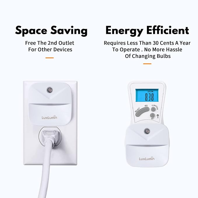 LuxLumin LED Night Lights Plug into Wall with Smart Dusk-to-Dawn Sensor, Automatically Turn on and Off,Night Light for Kids,Bedroom,Bathroom,Stairs,White, 4 Packs