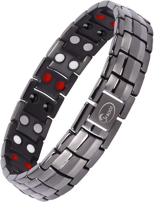 JEROOT Magnetic Bracelets for Men, Pure Titanium Bracelet (3500Gauss Per Magnet), Men's Bracelet Lymphatic Jewelry Gifts