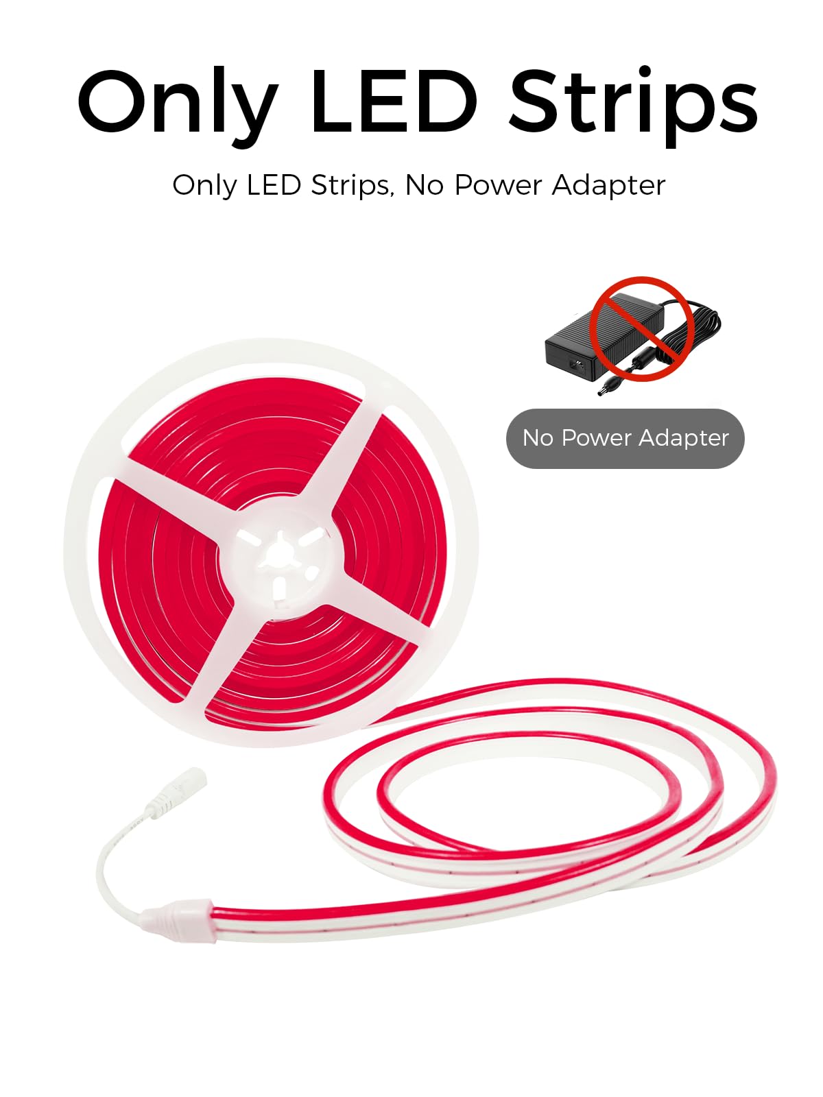 YM E-Bright Red Led Neon Strip Light Without Power Supply, 12V Silicone Indoor Outdoor 16.4Ft 600SMD Waterproof Flexible for Signboard Bar Home TV Kitchen Bedroom Party Holiday Decoration