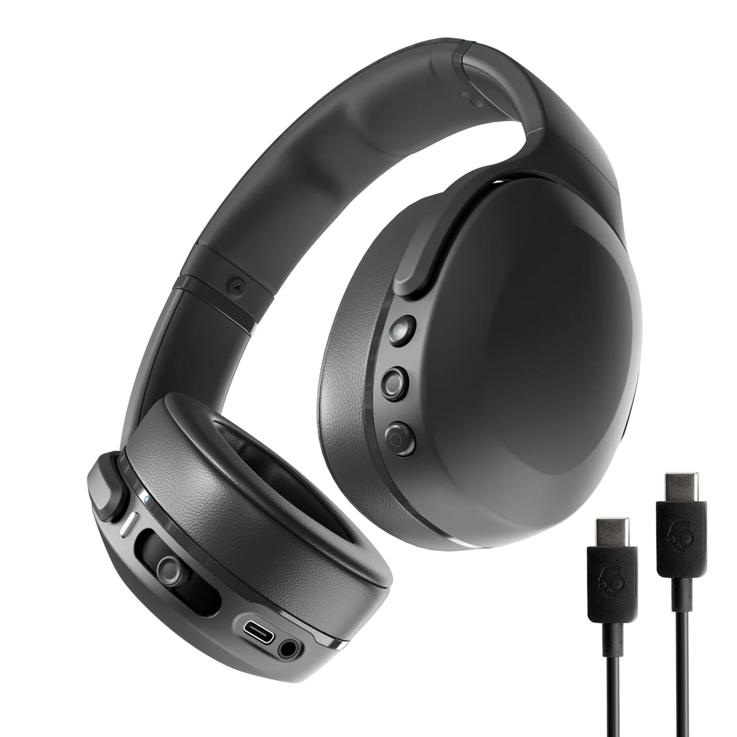 Skullcandy Crusher Evo Wireless Bluetooth Headphones with Extra USB-C Charging Cable, Multi-Sensory Bass, Noise Isolating Over-Ear Fit, 40 Hours Battery, Microphone for iPhone Android - True Black