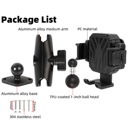 FPN Heavy Duty Phone Mount Holder with Vibration Dampener for Boat Truck Car [Camera Friendly] [1s Lock & Release] [Aluminum Screw-Mounted AMPS Diamond Base & Medium Arm], Fits 4.7-7.2" Cell Phones