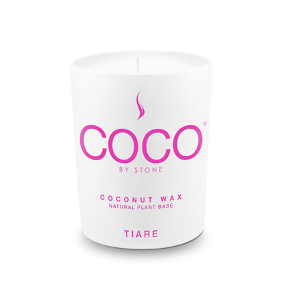 COCO by Stone 6.5oz Candle, Coconut Apricot Wax Candle for Home (Tiare) Home Fragrance Products, 1 Wick Candle, Enhance Indoor Aroma, Vegan & Cruelty-Free, Clean Burning and Hand Poured Candle