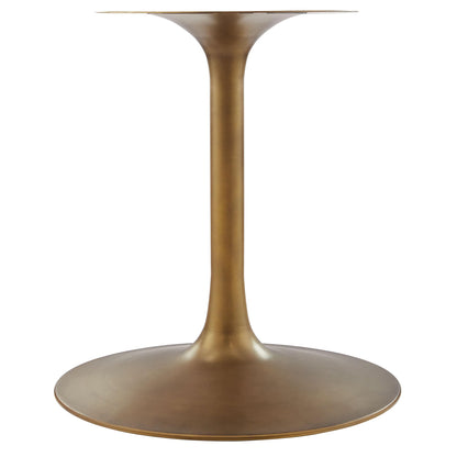 Modway Lippa 48 Inch Round Wood Dining Table with Metal Pedestal in Brass Walnut - Modern Industrial Dining Table for 4 People - Solid Wood Tulip Kitchen Table