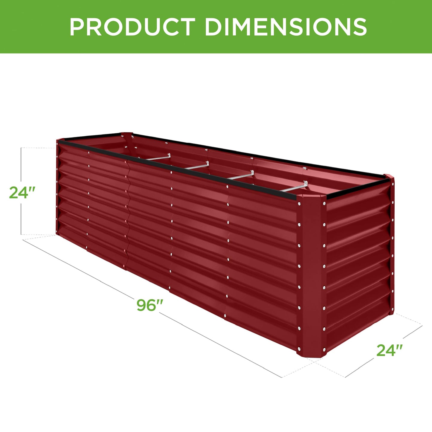 Best Choice Products 8x2x2ft Raised Outdoor Metal Garden Bed, Deep Root Box Planter for Vegetables, Flowers, Herbs, 240 Gallon Capacity, 100% Non Toxic Materials - Royal Red