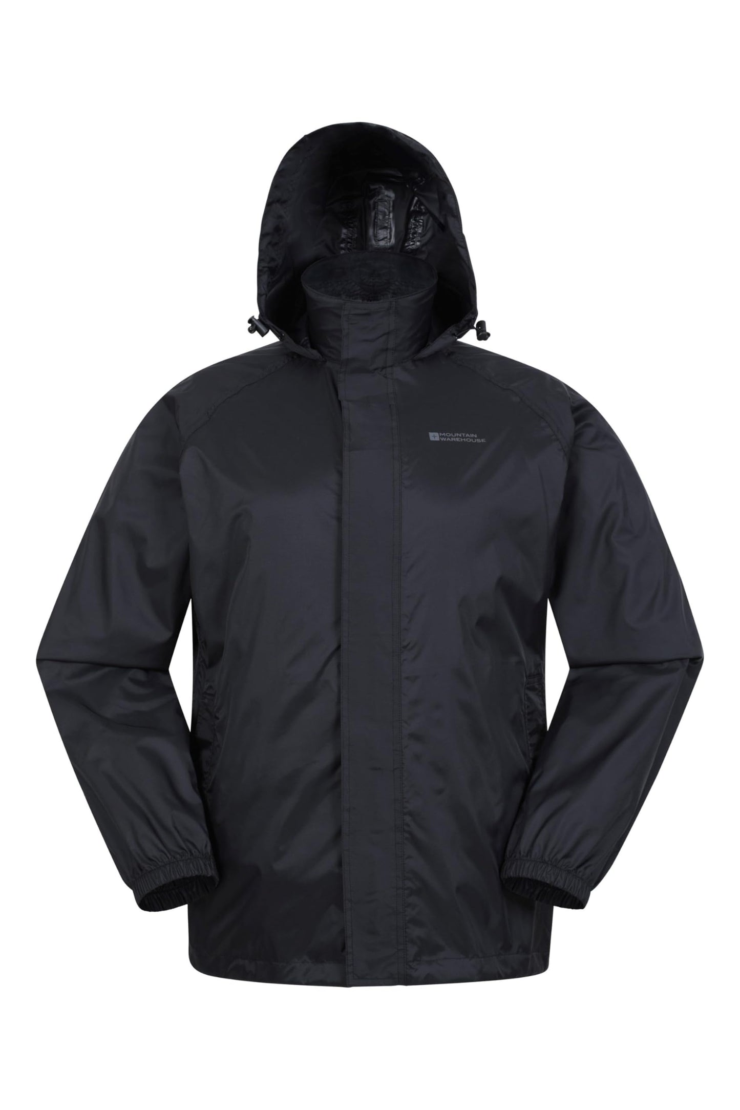 Mountain Warehouse Pakka Mens Waterproof Packable Jacket - IsoDry, Lightweight & Breathable Raincoat with Taped Seams & Packaway Bag - For Spring Summer & Travel Black L