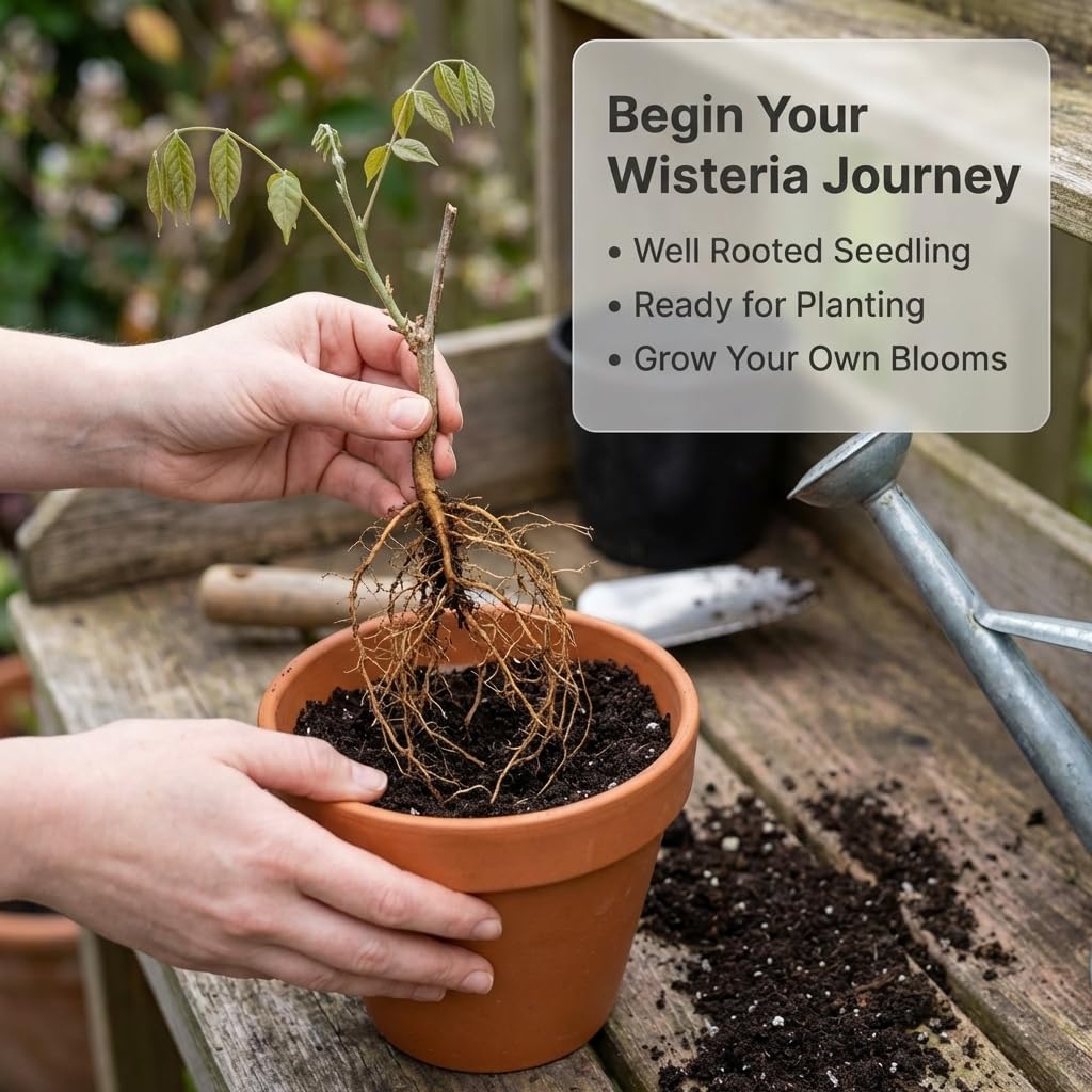 Wisteria Plant Live, Purple Wisteria Hardy Climbing Flowering Vine 4'' Pot, Outdoor Trellis, Arbor or Fence Vine Starter