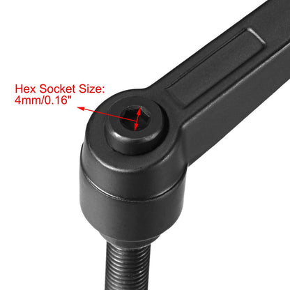 uxcell 5pcs Adjustable Clamping Lever Handle M8 x 16mm Metric Black Oxide Carbon Steel Male Threaded Stud Hand Knobs Ratchet Rotating Screw Handles Bolts with Locking Lever Black
