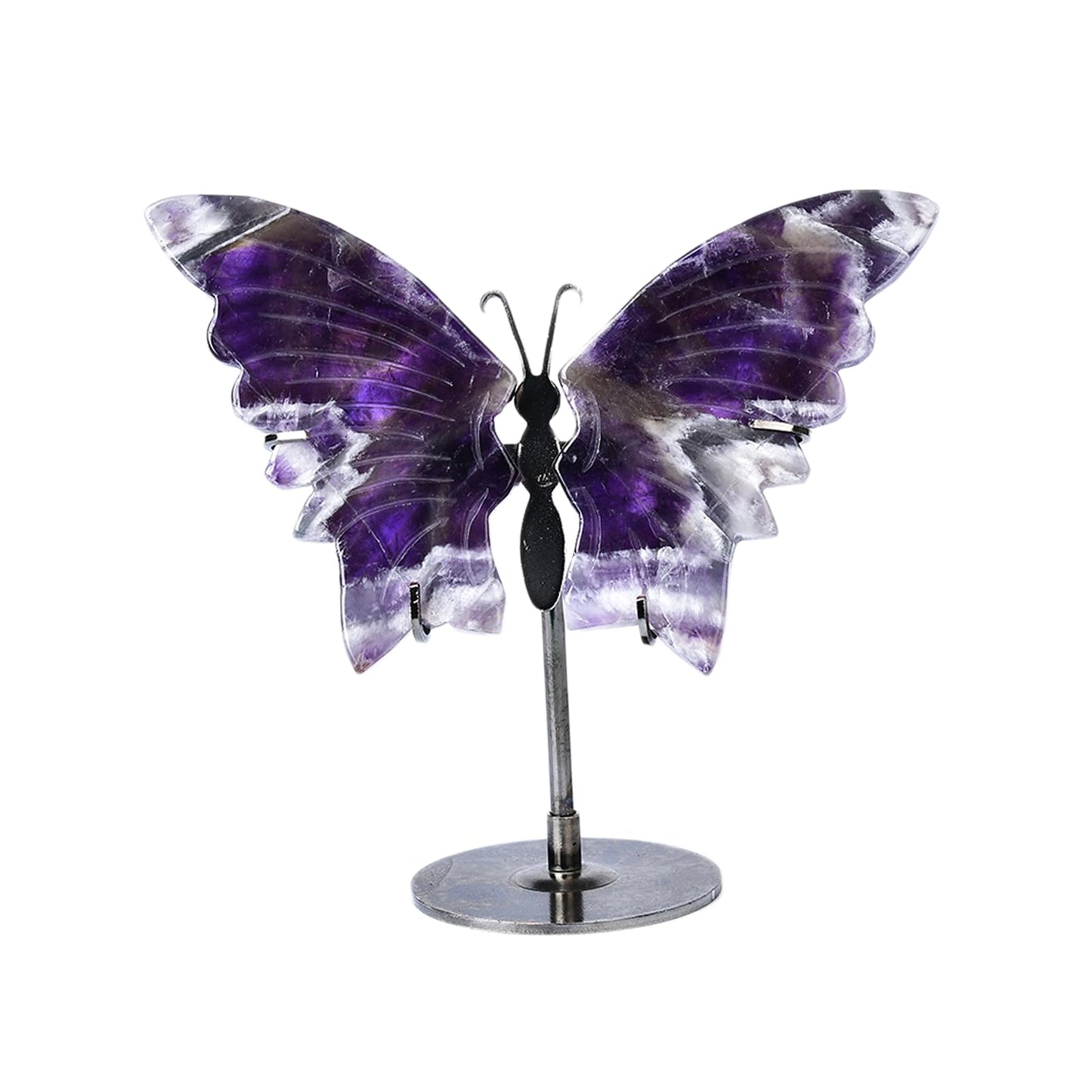 JIC Gem Chevron Amethyst Crystal Butterfly Art Gemstone Figurine1 Pair, 10cm