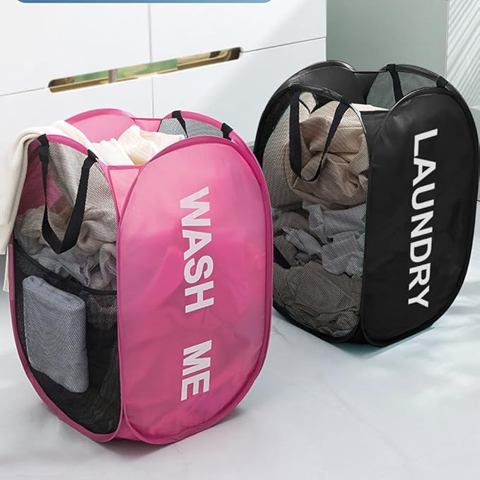 Larpur Pop Up Laundry Baskets, 2 Pack Mesh Laundry Hampers Collapsible Clothes