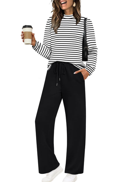 Sampeel Two Piece Sets for Women Mock Neck Matching Sets Loungewear Fall Clothes Travel Outfits Fashion 2025 XS-2XL