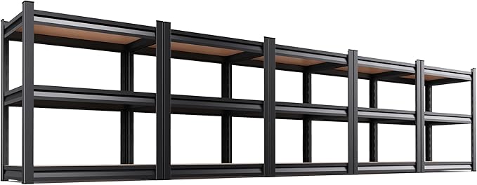 AOAORRG Set of 5 Garage Shelving Heavy Duty Storage Shelves, Metal Adjustable Shelving Unit, Utility Garage Organizer Shelf for Basement, Pantry, Kitchen, Warehouse, 15.7" Dx33.5 Wx35.4 H, Black