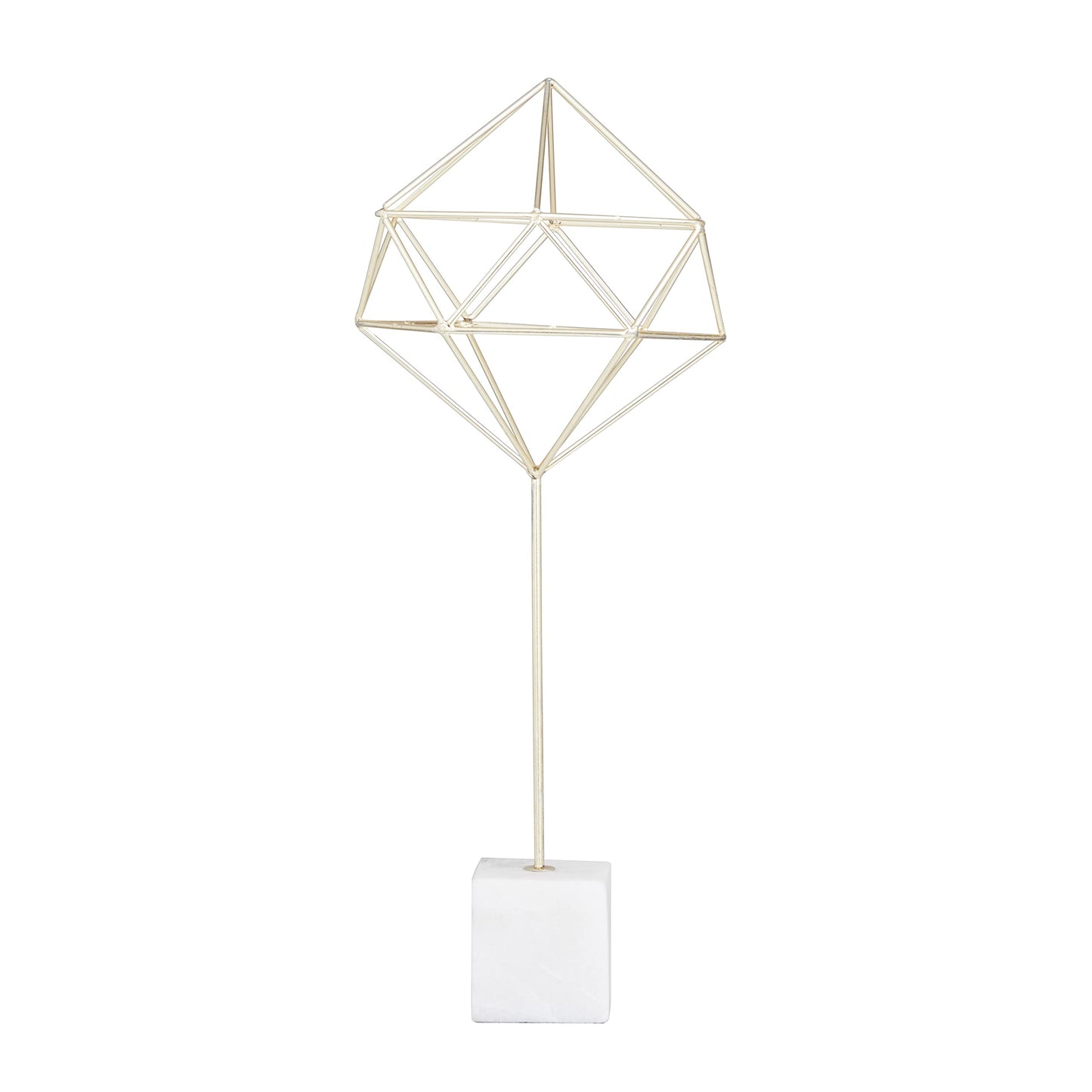CosmoLiving by Cosmopolitan Marble Geometric Sculpture with Marble Base, 9" x 9" x 22", Gold