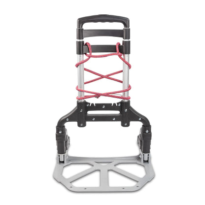 Ultimaxx Professional Heavy-Duty 150 Pound (lb) Capacity Aluminum Folding Hand Truck/Luggage Cart (Black/Silver) with Adjustable Handle, Folding Away Wheels, and Bungee Cord