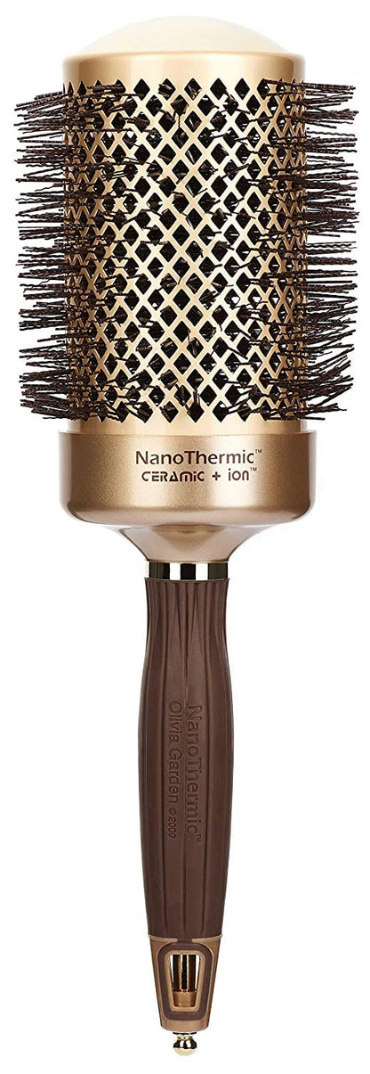 Olivia Garden NanoThermic Ceramic + Ion Round Thermal Hair Brush - Not Electrical - Professional Blowout Brush for Normal to Thick Hair