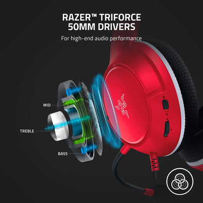 Razer Kaira X Wired Headset for Xbox Series X|S, Xbox One, PC, Mac & Mobile Devices: Triforce 50mm Drivers - HyperClear Cardioid Mic - Memory Foam Ear Cushions - On-Headset Controls - Pulse Red