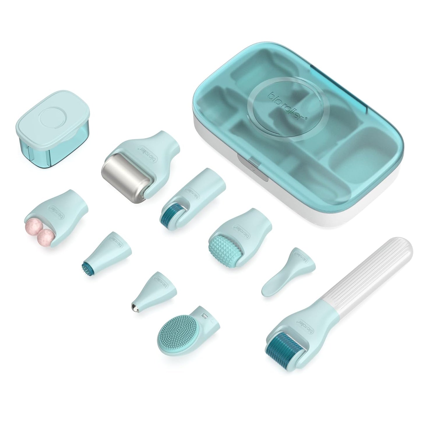 10 in 1 Derma Roller Kit, 0.25mm Microneedling Roller Microneedle Derma Roller with, Facial Beauty Roller Skin Care Tools, 10 Replaceable Heads and Storage Case