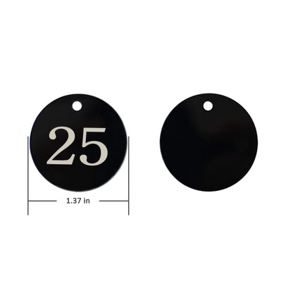 StayMax Acrylic ID Number Tags Key Tags with Key Rings Black (0-10)