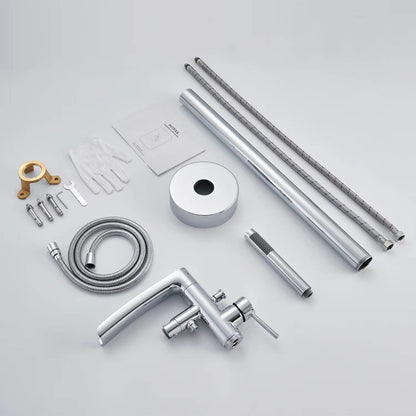 Wowkk Waterfall Freestanding Bathtub Faucet Chrome Floor Mount Tub Filler Brass Single Handle Bathroom Faucets with Hand Shower