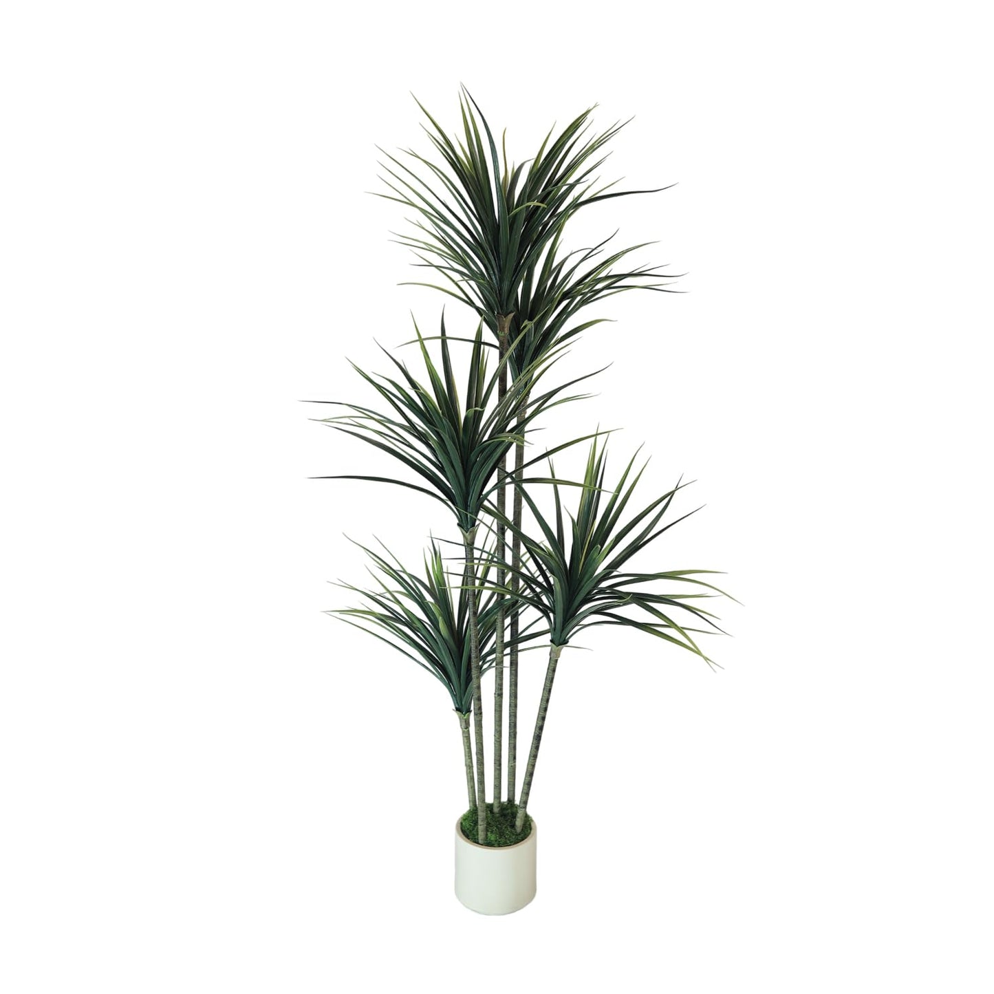 5FT Artificial Dracaena Tree: Realistic Fake Plant with White Planter - Lifelike Silk Floor Plant for Living Room Home Office Decor - Low Maintenance Indoor Tree