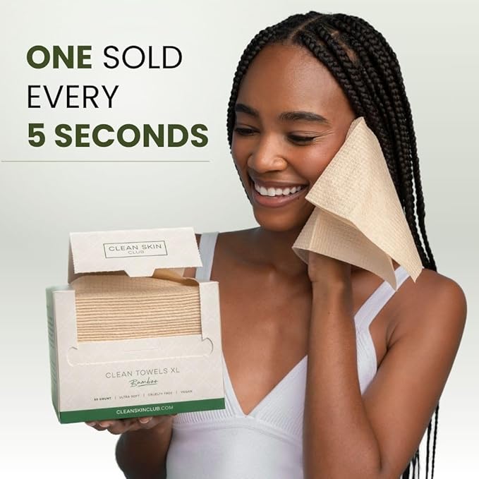 Clean Skin Club Bamboo Viscose Clean Towels® XL 100% USDA Biobased Face Towel