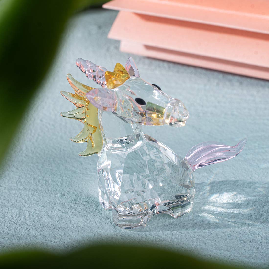 LONGWIN Crystal Unicorn Figurines Glass Home Decorative Ornaments Collectible