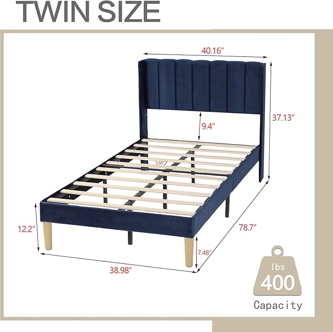 AGARTT Upholstered Platform Bed Frame Twin Size