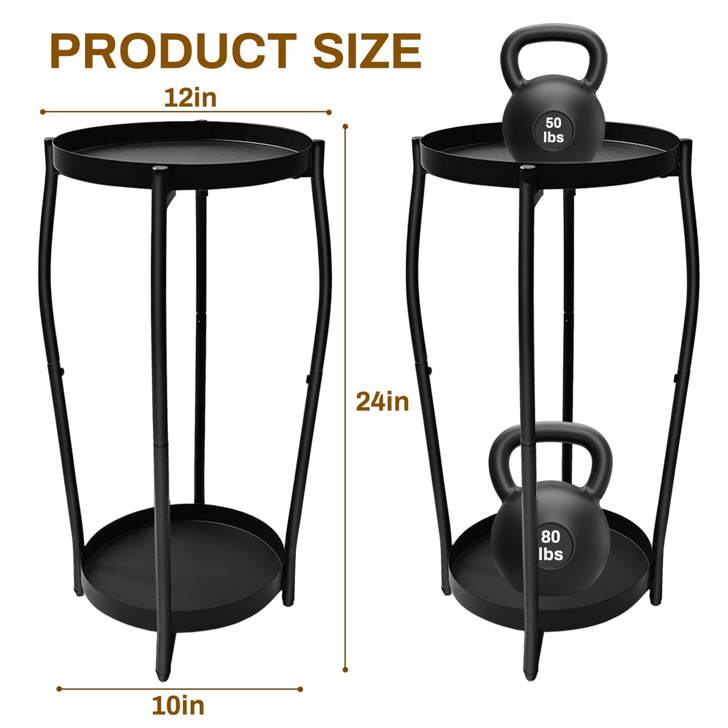 Uniqcovosa Plant Stand Indoor, 2 Tier Tall Wood Plant Stand, 4-Leg Floor Corner Plant Stands, Heavy Duty Plant Shelf Plant Rack Flower Stands For Home Decor (B - Black)