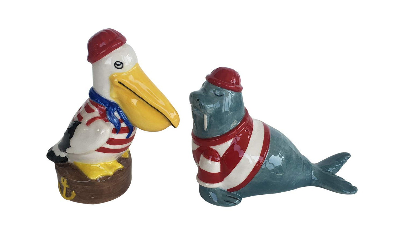 Blue Sky Ceramics Sailor Buddies Salt & Pepper Set, Multi (19144)