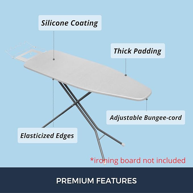 SAVUK Ironing Board Cover and Pad Standard Size Silicone Coated 4 Layers 15x54