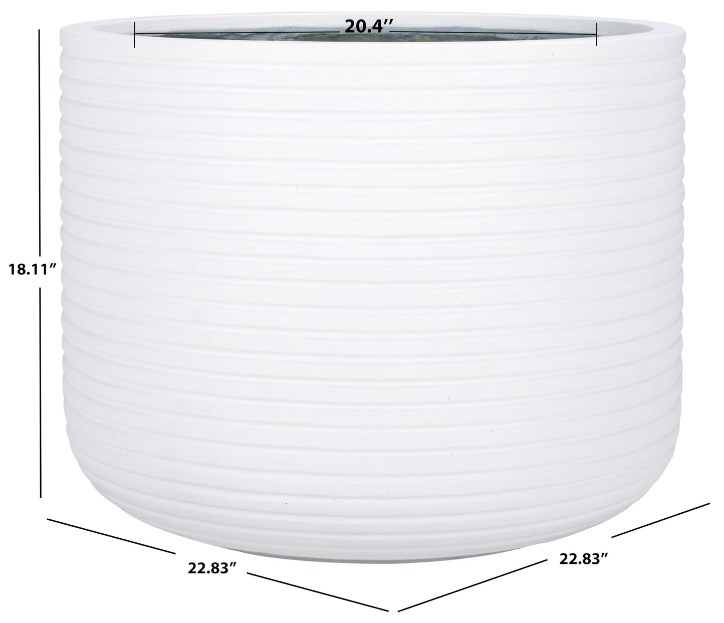 SAFAVIEH Outdoor - Nardo White Cement Ficonstone Planter Pot with Drainage Hole, Frost Resistant Garden Planter for Patio, Deck, Backyard, 22.83" W x 22.83" D x 18.11" H (PAT1531C)