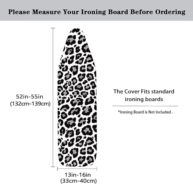 Black White Leopard Ironing Board Cover and Pad 15 X 54 Inch 3D Print Iron