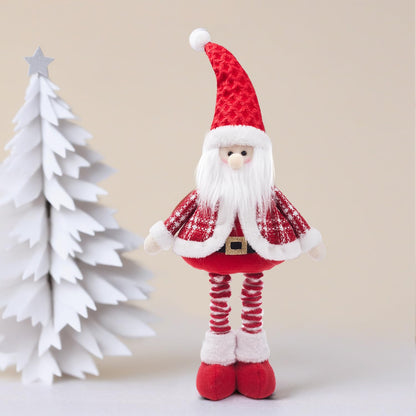 JIAHG Christmas Decorations Standing Fabric Santa Claus Snowman Reindeer with Stretchy Legs Christmas Tree Party Favors for Home Office Tabletop Fireplace Shelf Figurine Xmas Decor Ornaments