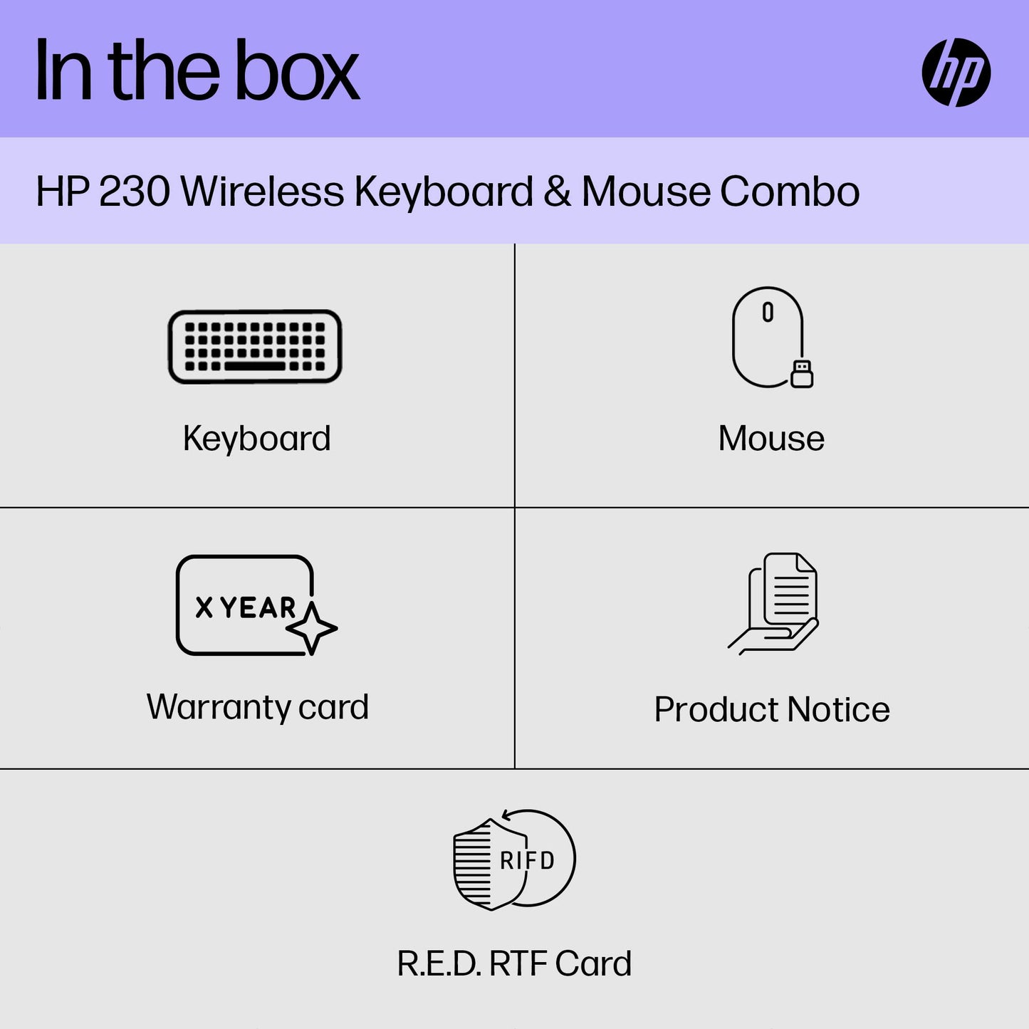 HP 230 Wireless Keyboard and Mouse Combo Set, 2.4 GHz Wireless USB-A Nano Receiver, Up to 1600 dpi, Up to 16 Months Battery Life - Black