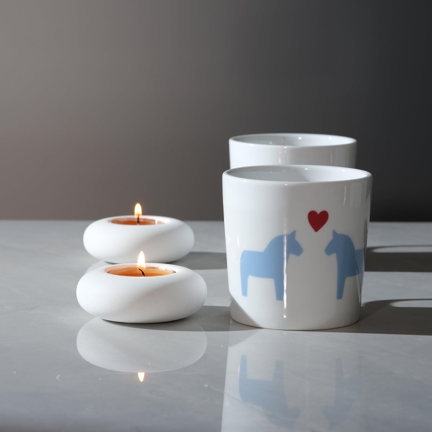 ICNBUYS Handmade Decorative Pebble Tealight Candle Holder - Handcrafted Home Decor Accent for Calming Earthy Aesthetic White Cement Diameter 3 Inches Set of 2