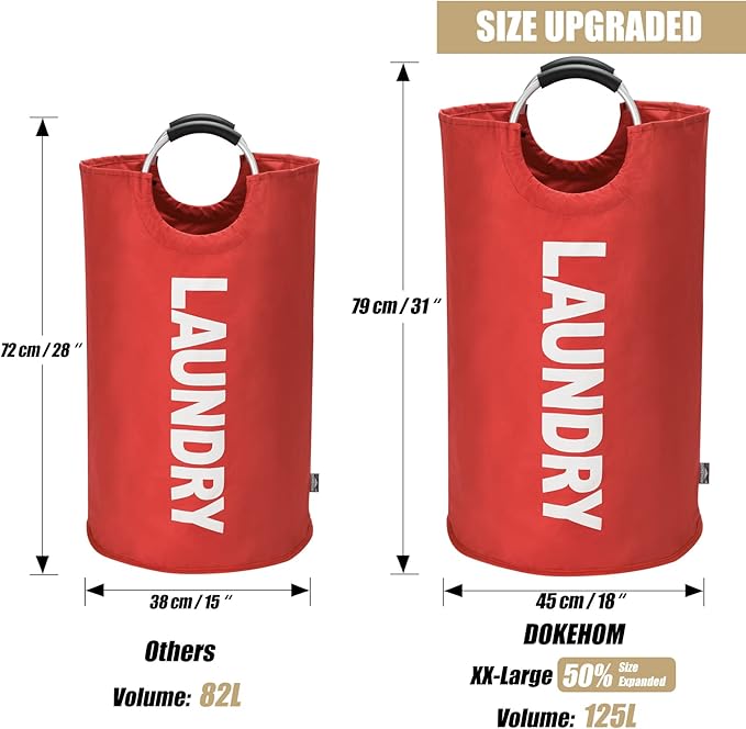 DOKEHOM 125L X-Large Collapsible Washing Laundry Basket Bag