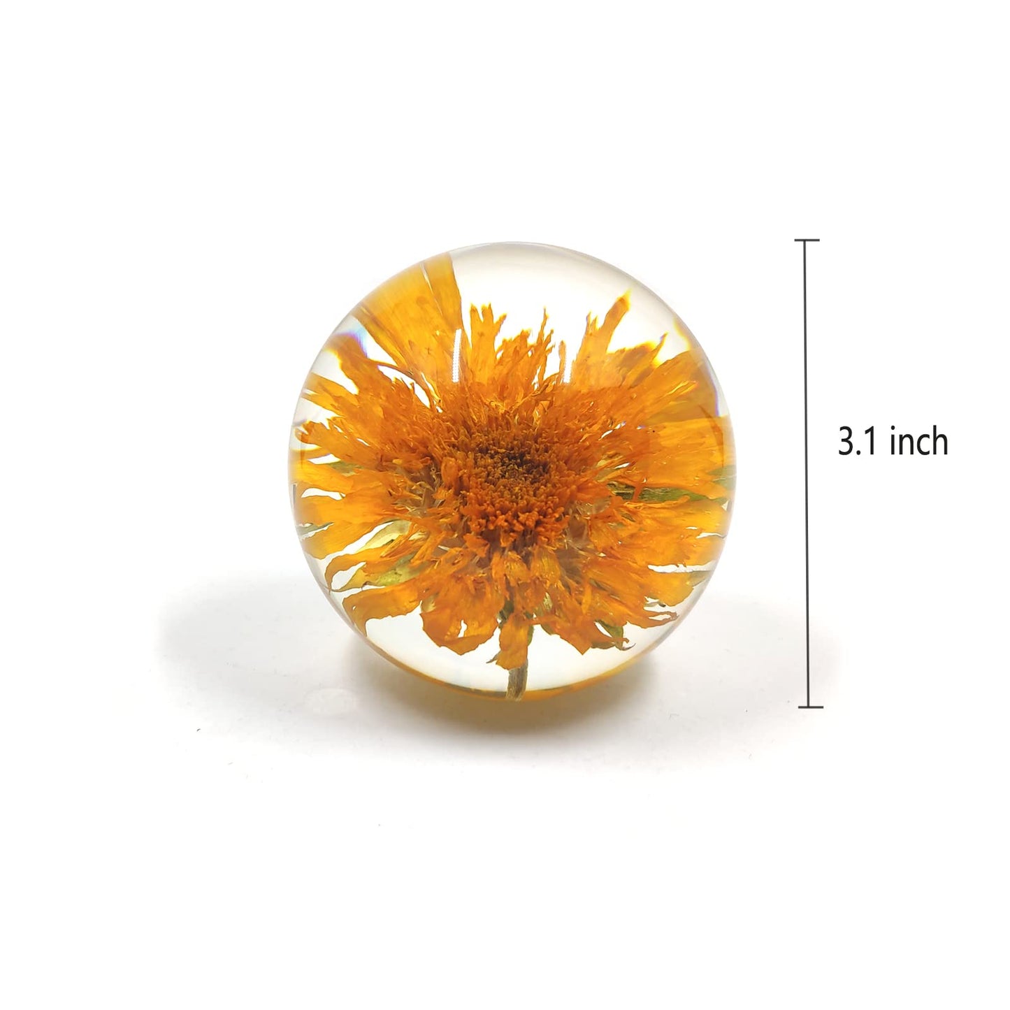MARZIUS Crystal Ball with Preserved Flower,3.1 Inch Super Clear Sphere for Living Room Decoration for Men,Women,Kids,Boys,Girls,Teens (Sunflower)