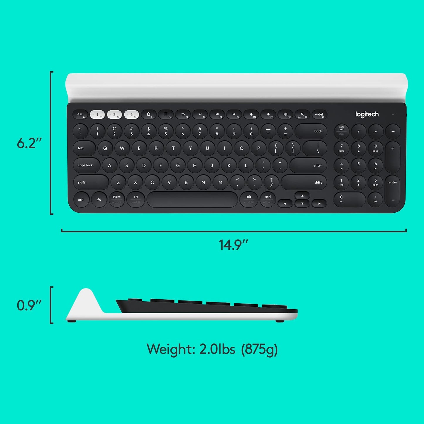 Logitech K780 Multi-Device Wireless Keyboard for Computer, Phone and Tablet – Logitech FLOW Cross-Computer Control Compatible – Speckles