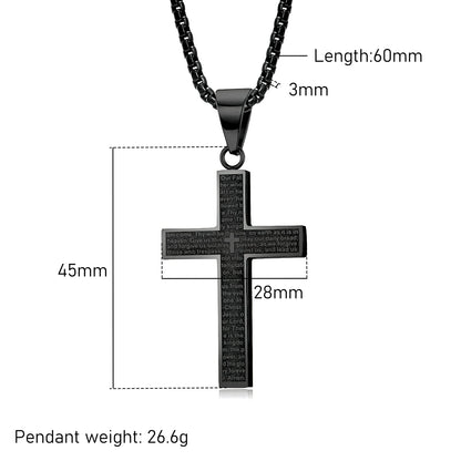 MERTTURM Stainless Steel Cross Necklace for Men, Cross Pendant Necklace with Chain 60cm, Silver/Gold/Black Necklace, Gift for Birthday/Christmas/Easter/Thanksgiving Day(lightfast & sweatproof)