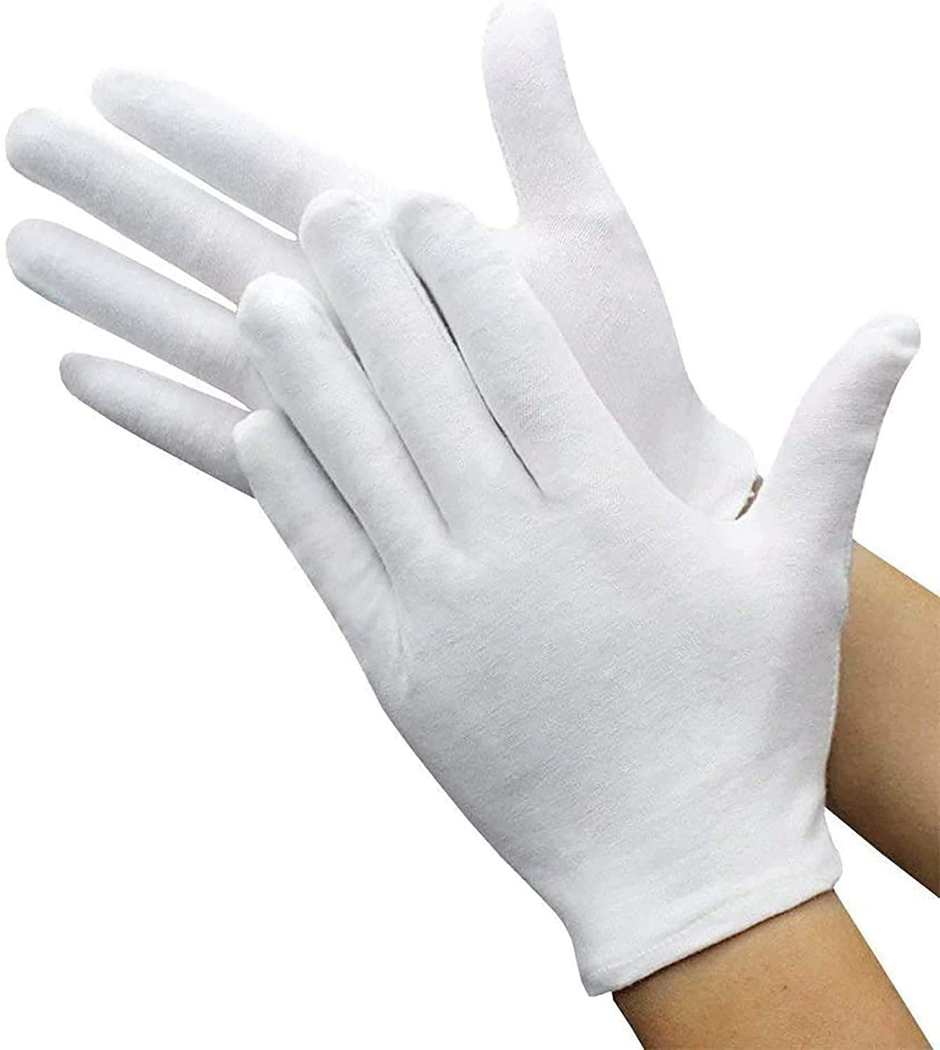 White Cotton Gloves Hand Care Work Gloves Lint Free Gloves, Extra Large, 12 Pairs