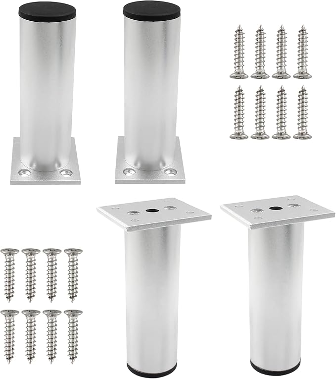 Set of 4 Aluminum Alloy Furniture Legs 4.7 Inch Height, 1.5 Inch Diameter