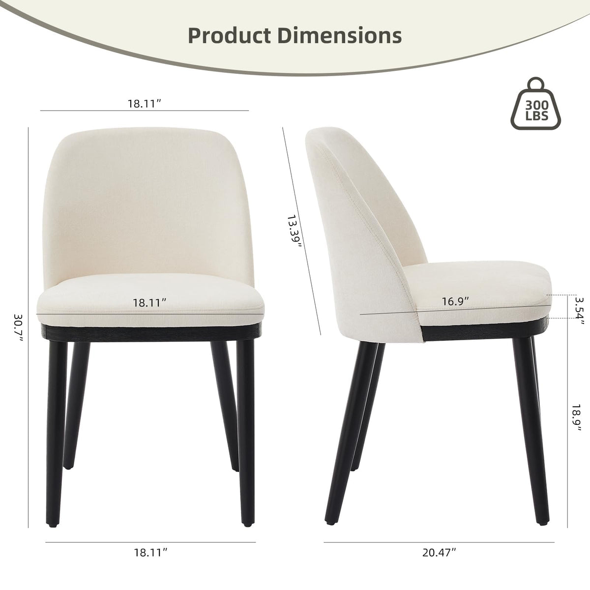 Garvee Upholstered Dining Chairs Set of 4, Modern Fabric Kitchen Chairs with Back and Wood Legs, Dining Room Chairs for Dining Room Restaurant Cafe, Beige