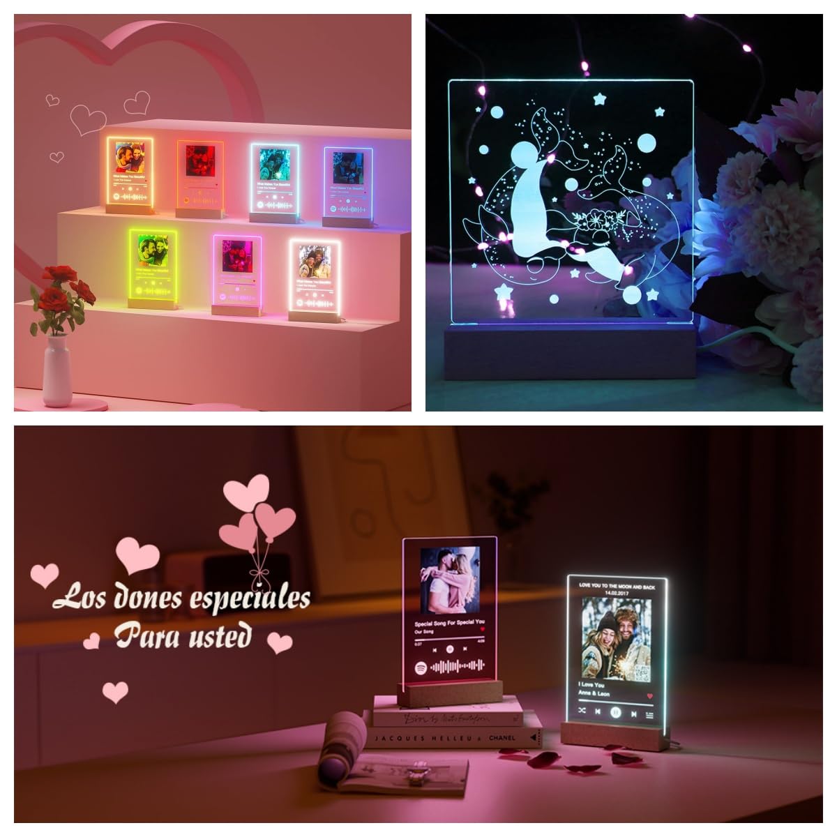 Lyshujli 4Pcs 6" Wooden LED Light Stand Base, Colorful Light Rectangle Wood Display Pedestal Led Light Base Night Light Base for Acrylic Sheet 3D Crystal Glass Art