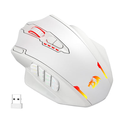 Redragon M913 Impact Elite Wireless Gaming Mouse, 16000 DPI Wired/Wireless RGB Mouse with 16 Programmable Buttons, 45 Hr Battery and Pro Optical Sensor, 12 Side Buttons MMO Mous