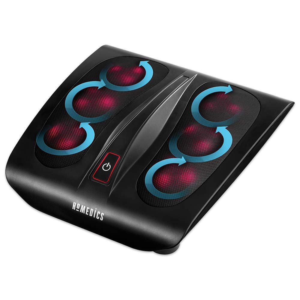 HoMedics, Triple Action Shiatsu Foot Massager with Heat | Deep-Kneading Rotating Heads & Soothing Heat | Large Design, Breathable Fabric & Toe Controls, Black