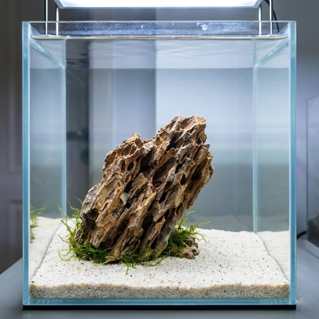 L LIQI Large Dragon Stone Aquarium Rock, 1 Piece 6–8 in Ohko Stone Centerpiece for Aquascaping, Fish Tank, Terrarium, Reptile Enclosure, Paludarium and Bonsai Decor