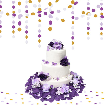 White Purple-Gold Party-Decorations Paper Garland - 52ft Glitter Hanging Streamer Banner,Graduation 2025 Mothers Decor Wedding Baby Shower Birthday Backdrop Bunting Lasting Surprise