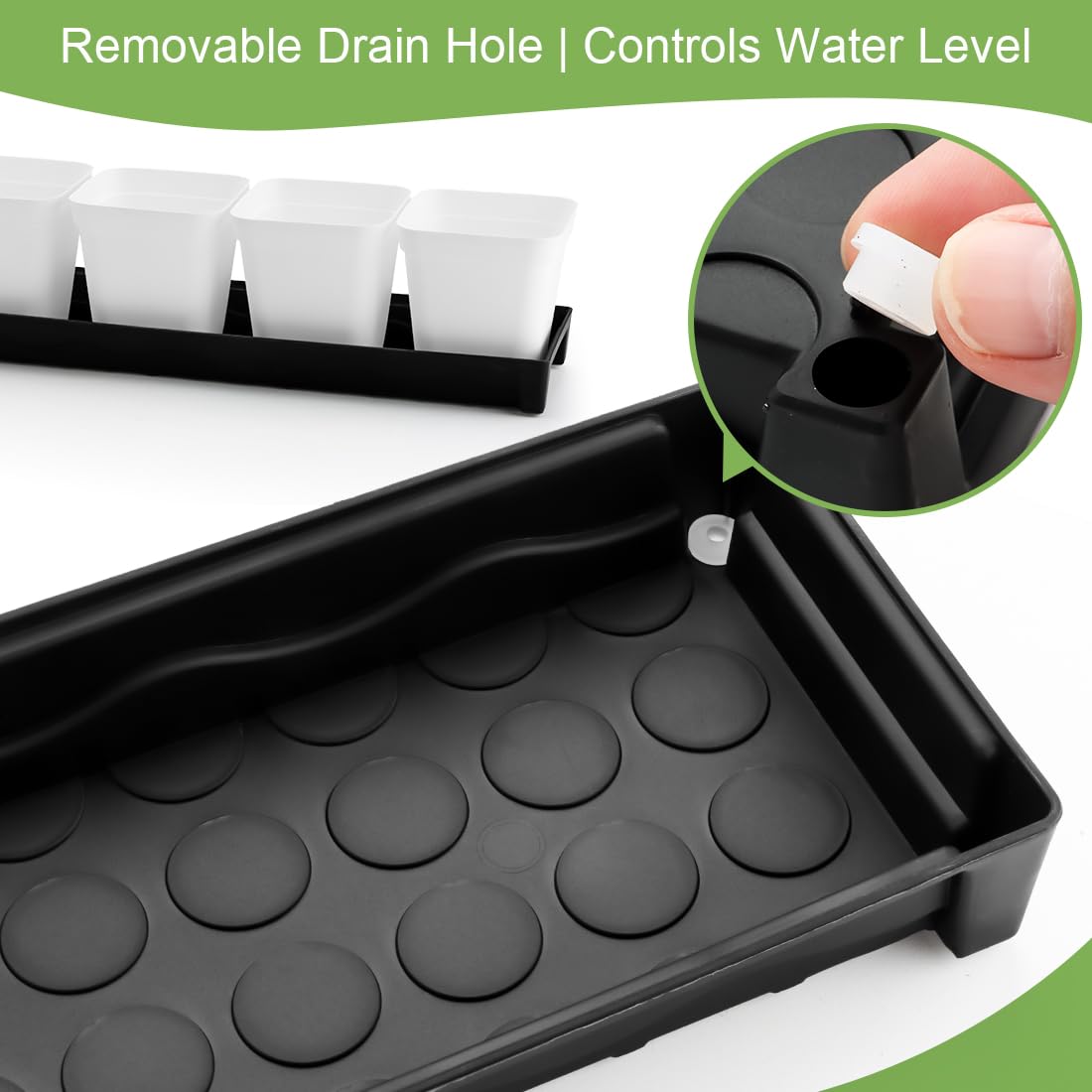 10 Pack Plastic Windowsill Plant Pot Trays (16"x5.5"x1.5"), Rectangular Window Sill Saucer with Removable Drainage Hole, Thick Plant Saucer Tray for 4 inch (10CM) Flower Seedling Pots (Black)