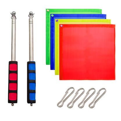 ZUDKSUY Horse Training Flag 2 pcs 48inch Telescopic Flagpoles and 4 pcs 18inch Equestrian Training Flags Portable Equine Nylon Flags Training Stick